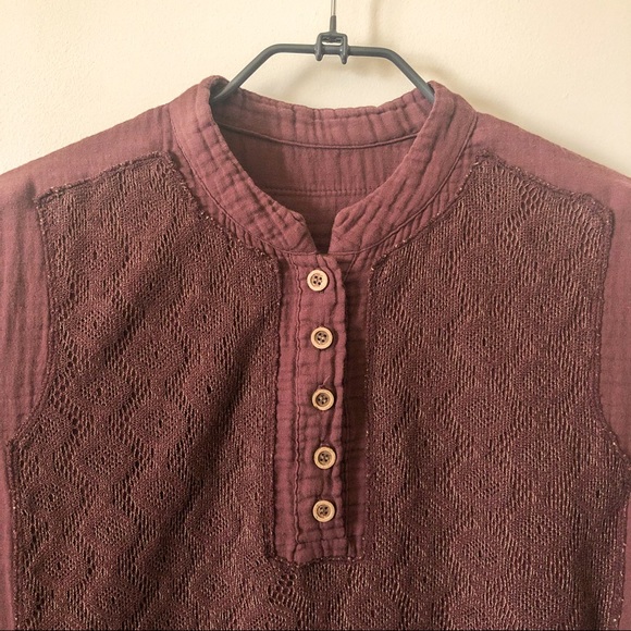 Double layered henley long sleeve top - Picture 3 of 4